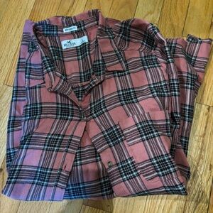 Hollister Pink Plaid Shirt